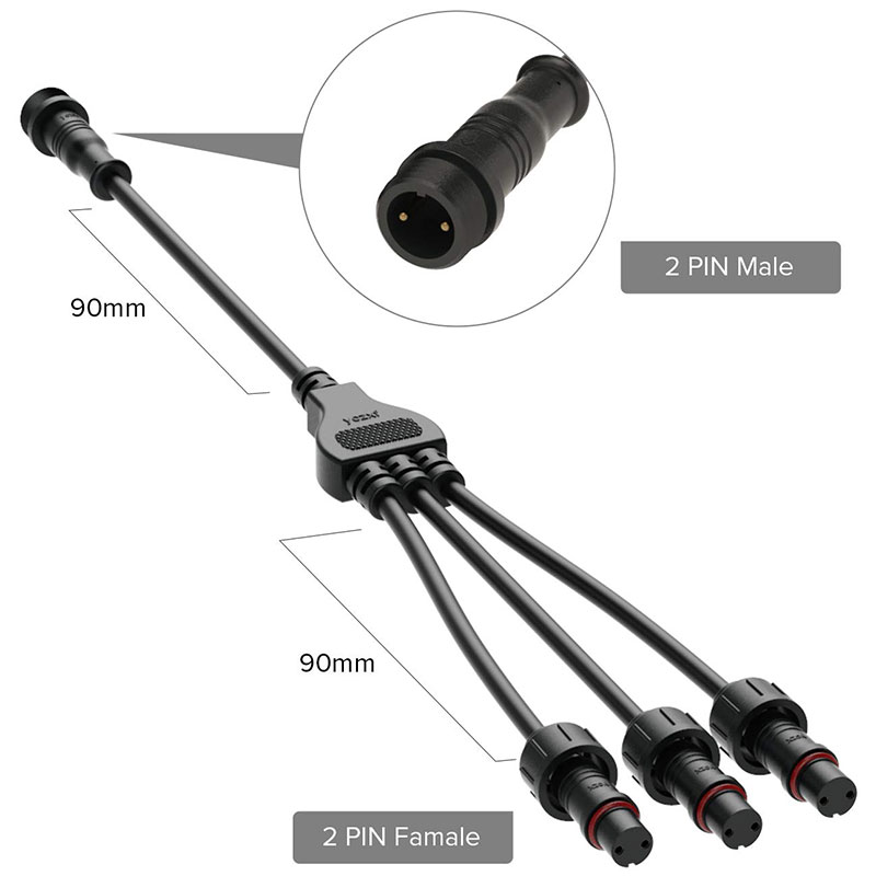 Small Size 2/3/4/5 Pin Waterproof 1-to-3 Power Cable Splitter Connector Small Size 2/3/4/5 Pin Waterproof 1-to-3 Power Cable Splitter Connector